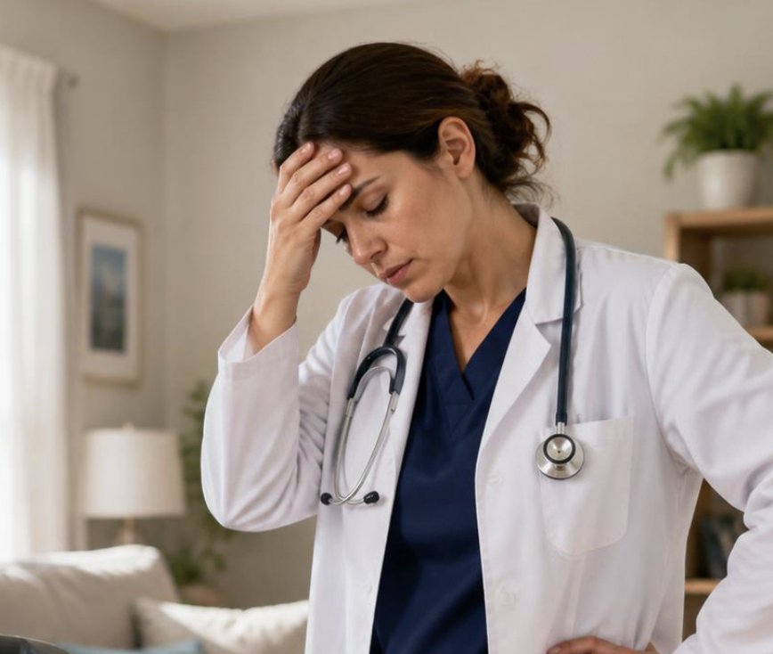 Doctor reviewing medical clipboard with elderly patient